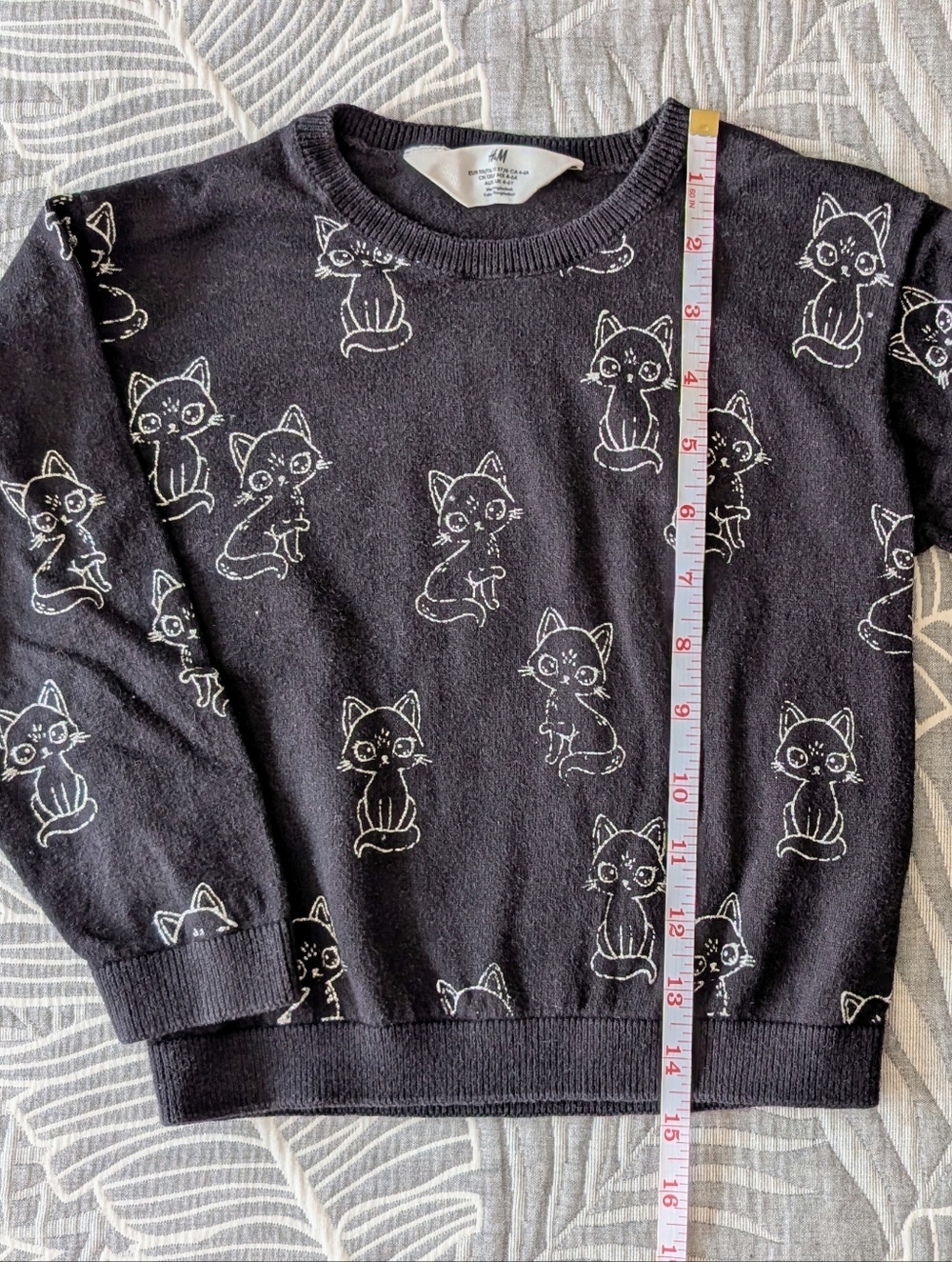 H&M Girl 100% Cotton Black Kitty Sweater